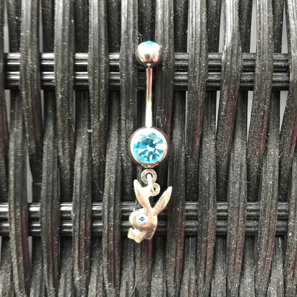 playboy dangly crystal belly button navel ring